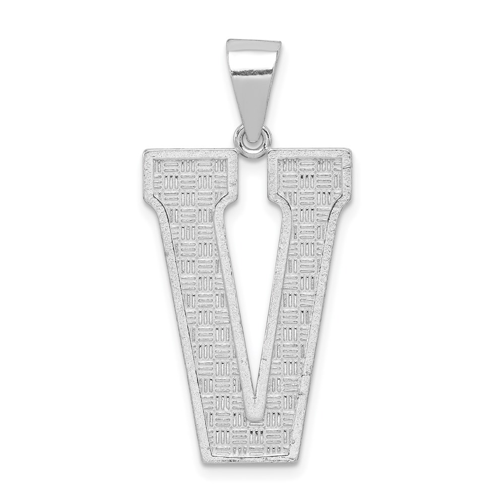 QC2766V.jpg Sterling Silver Rhodium-plated Letter V Initial Pendant - Image 1