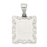 Sterling Silver Square Diamond-cut Letter E Initial Pendant - Image 3
