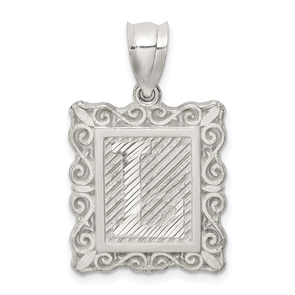 QC2770L.jpg Sterling Silver Square Diamond-cut Letter L Initial Pendant - Image 1