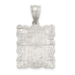 Sterling Silver Square Diamond-cut Letter N Initial Pendant - Image 4