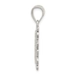 Sterling Silver Square Diamond-cut Letter V Initial Pendant - Image 2