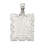 Sterling Silver Square Diamond-cut Letter W Initial Pendant - Image 4