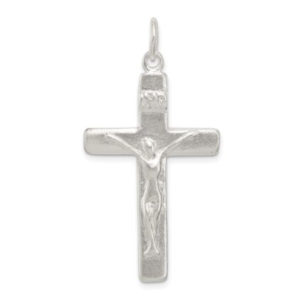 Sterling Silver Satin INRI Crucifix Pendant
