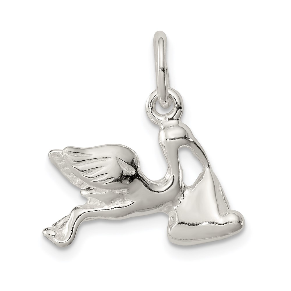QC3043.jpg Sterling Silver STORK W/ BABY CHARM - Image 1