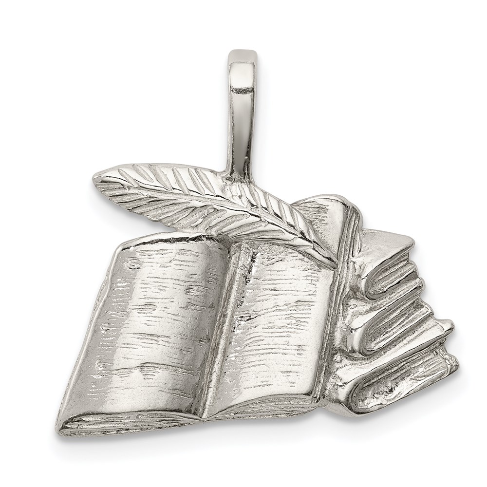 QC3094.jpg Sterling Silver Books with Quill Charm - Image 1