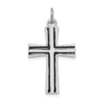 Sterling Silver Platinum-plated Enameled Latin Cross Charm