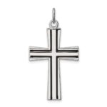 Sterling Silver Platinum-plated Enameled Latin Cross Charm