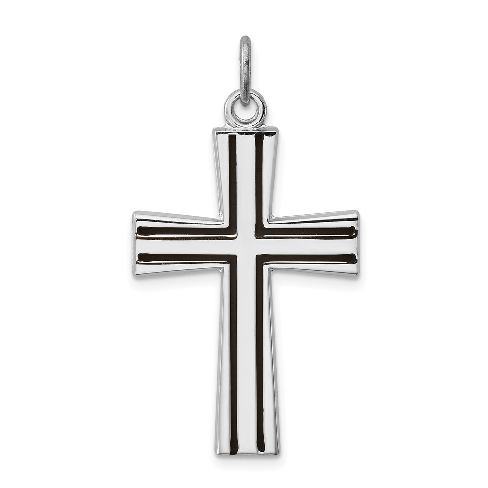 QC3238.jpg Sterling Silver Platinum-plated Enameled Latin Cross Charm - Image 1