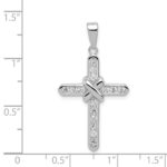 Sterling Silver Rhodium-plated CZ Cross Charm - Image 4