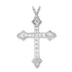 Sterling Silver Rhodium-plated CZ Cross Pendant - Image 3