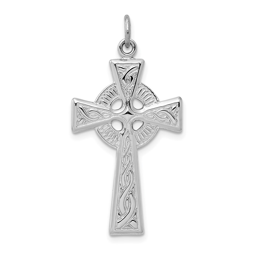 QC3368.jpg Sterling Silver Platinum-plated Celtic Cross Pendant - Image 1