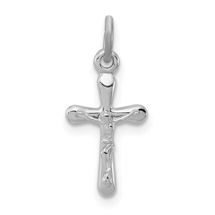 Sterling Silver Platinum-plated Crucifix Charm