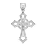 Sterling Silver Rhodium-plated CZ Crucifix Pendant - Image 4