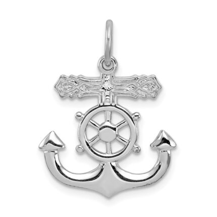 Sterling Silver Platinum-plated Mariner Cross Pendant