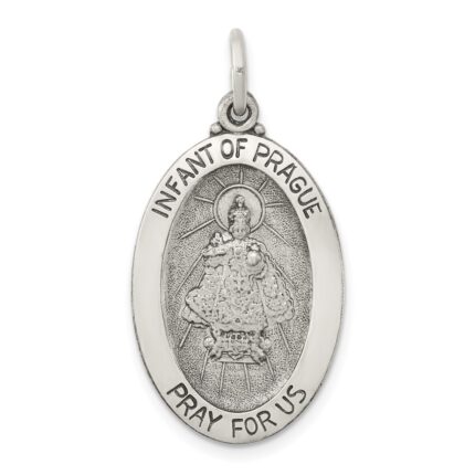 Sterling Silver Antiqued Infant of Prague Medal