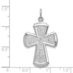Sterling Silver Platinum-plated Satin Cross Pendant - Image 3