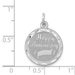 Sterling Silver Rhodium-plated Happy Anniversary Disc Charm - Image 3