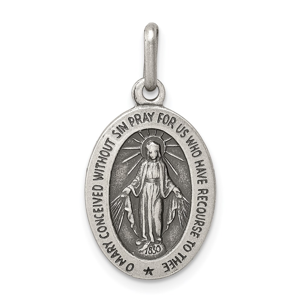 QC3483.jpg Sterling Silver Antiqued Miraculous Medal - Image 1