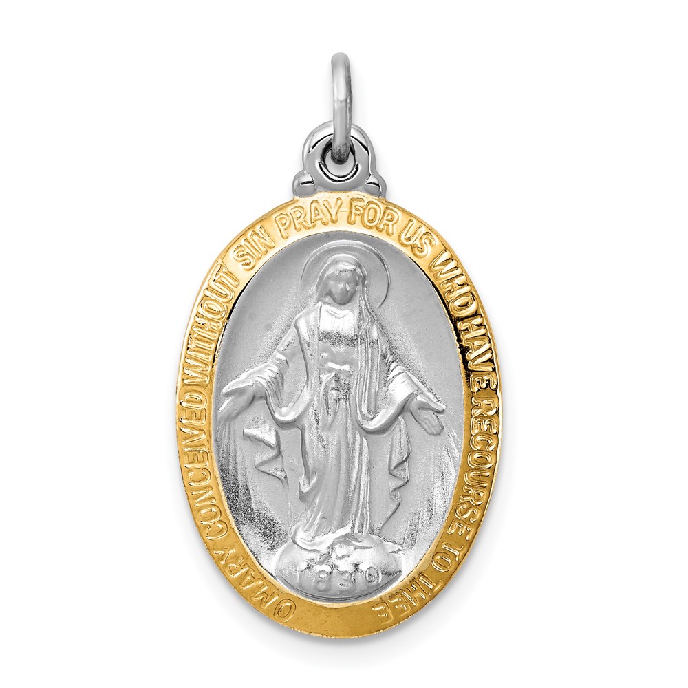 QC3488.jpg Sterling Silver Platinum-plated Miraculous Medal - Image 1