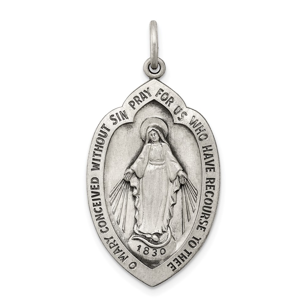 QC3498.jpg Sterling Silver Antiqued Miraculous Medal - Image 1
