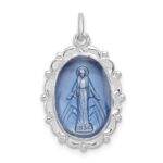 Sterling Silver Platinum-plated Miraculous Medal