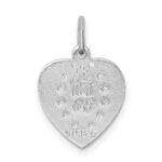 Sterling Silver Platinum-plated Miraculous Heart Medal - Image 4