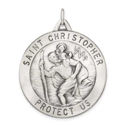 Sterling Silver Antiqued St. Christopher Medal