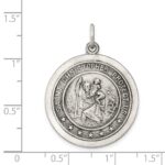 Sterling Silver Antiqued St. Christopher Medal - Image 3