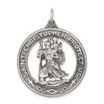 Sterling Silver Antiqued St. Christopher Medal