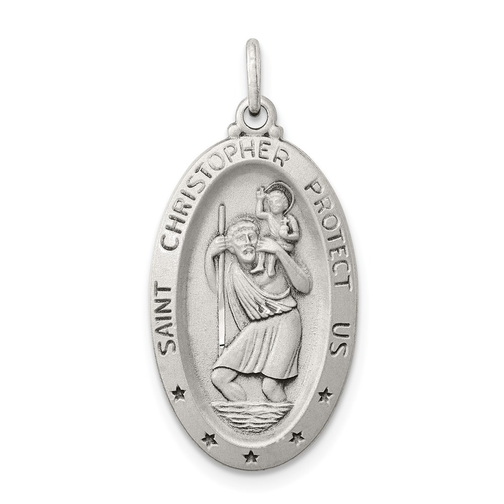QC3549.jpg Sterling Silver Antiqued St. Christopher Medal - Image 1