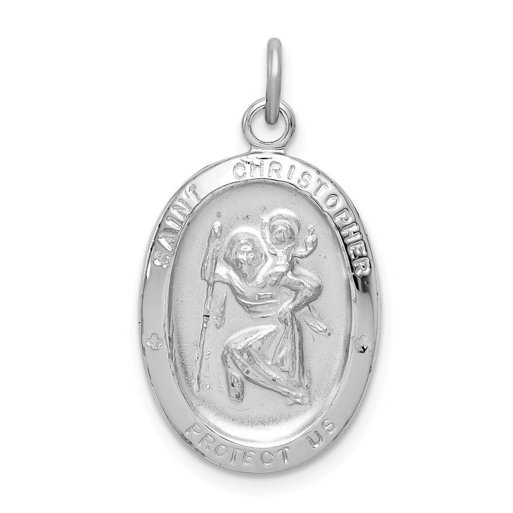 QC3553.jpg Sterling Silver Platinum-plated St. Christopher Medal - Image 1