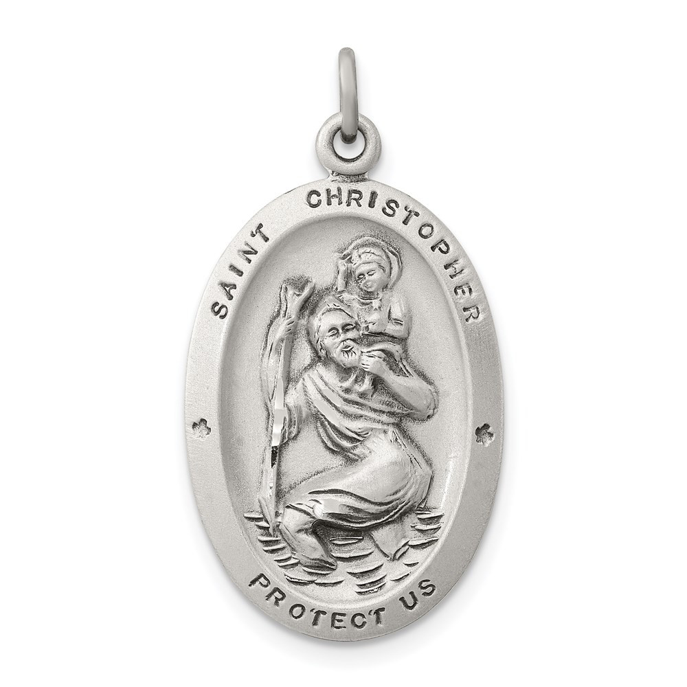 QC3559.jpg Sterling Silver Antiqued St. Christopher Medal - Image 1