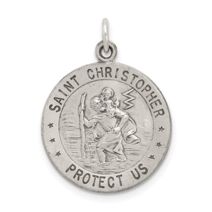 Sterling Silver Antiqued St. Christopher Basketball Medal