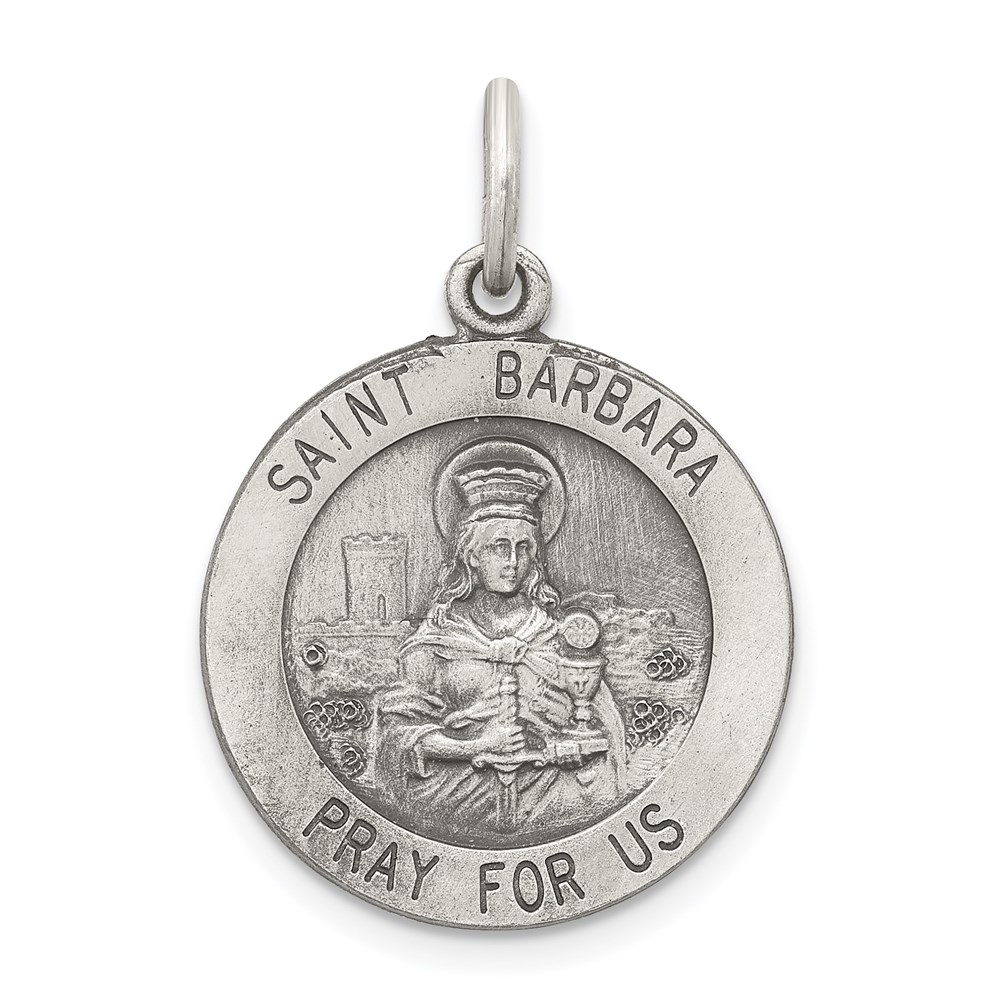 QC3584.jpg Sterling Silver Antiqued St. Barbara Medal - Image 1