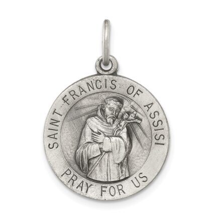 Sterling Silver Antiqued Saint Francis of Assisi Medal