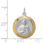 Sterling Silver Platinum-plated Saint Jude Thaddeus Medal - Image 3