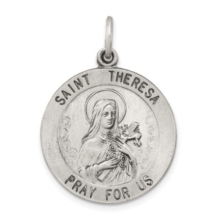Sterling Silver Antiqued St. Theresa Medal