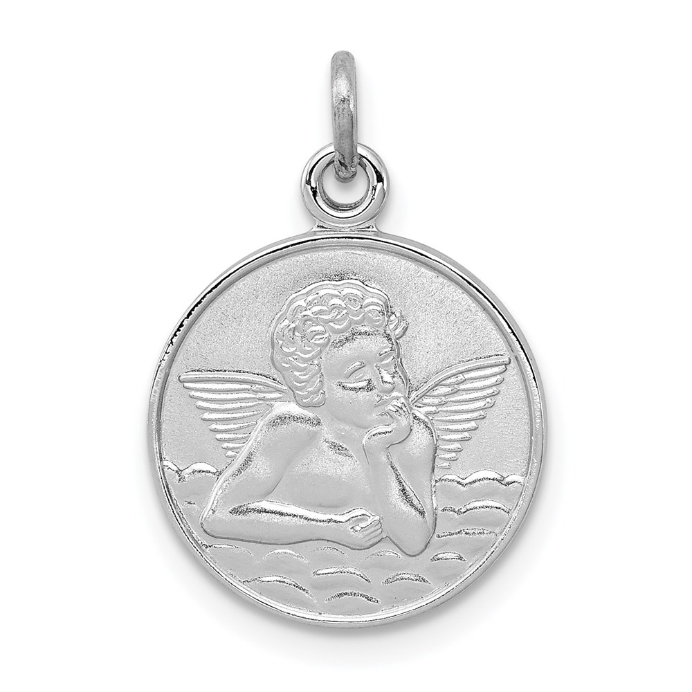 QC3633.jpg Sterling Silver Platinum-plated/Plain Back Angel Medal - Image 1