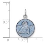 Sterling Silver Platinum-plated Blue Epoxy Angel Charm - Image 4