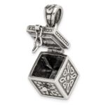 Sterling Silver Antiqued Square Prayer Box Pendant - Image 5