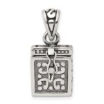 Sterling Silver Antiqued Square Prayer Box Pendant - Image 6
