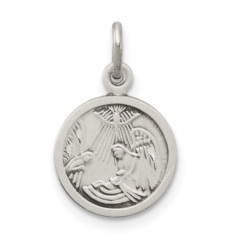 QC3667.jpg Sterling Silver Antiqued Baptism Medal - Image 1