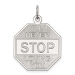 Sterling Silver Rhodium-plated I'll Never stop loving you Charm