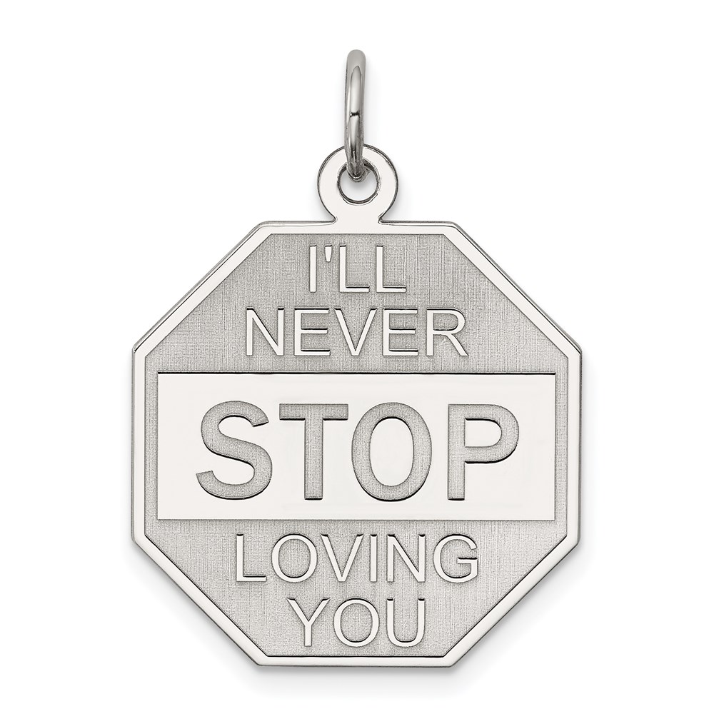 QC368.jpg Sterling Silver Rhodium-plated I'll Never stop loving you Charm - Image 1