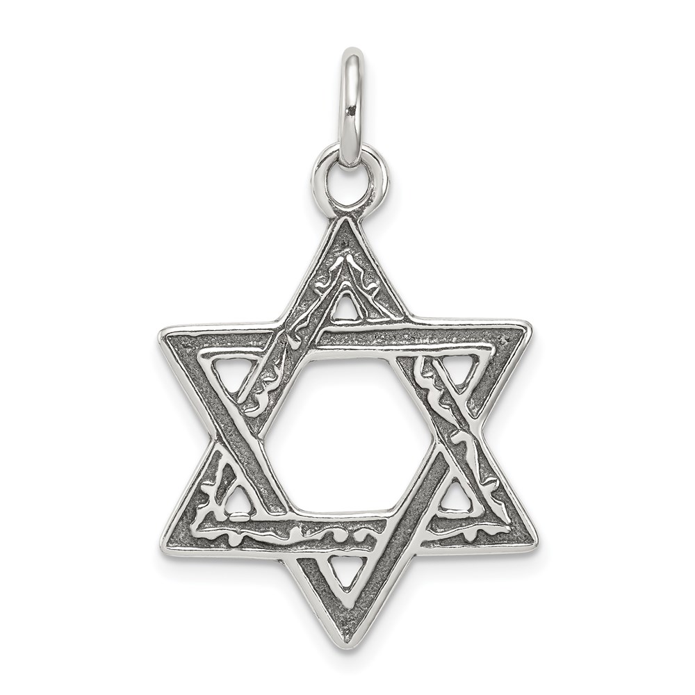 QC3687.jpg Sterling Silver Antiqued Star of David Charm - Image 1