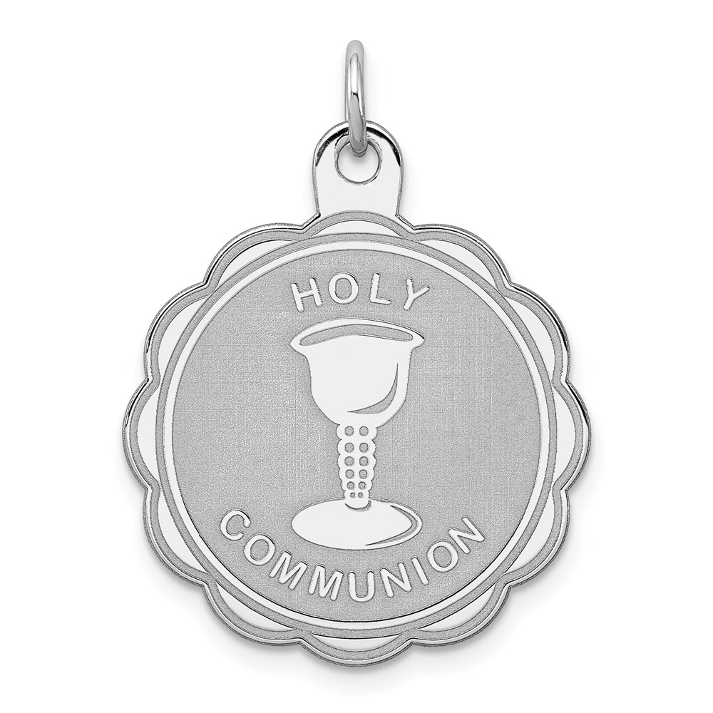 QC372.jpg Sterling Silver Rhodium-plated Holy Communion Disc Charm - Image 1