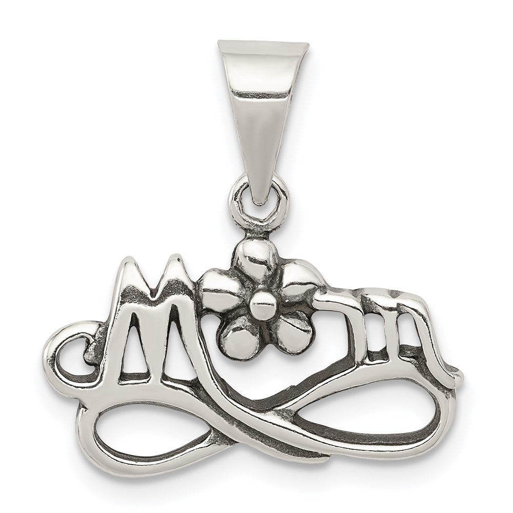 QC3738.jpg Sterling Silver Antiqued Mom Charm - Image 1