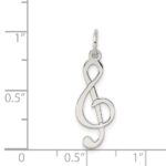 Sterling Silver Rhodium-plated Treble Clef Polished Charm - Image 4