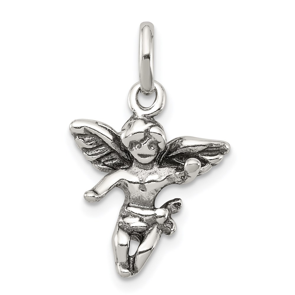 QC3815.jpg Sterling Silver Antiqued Angel Charm - Image 1