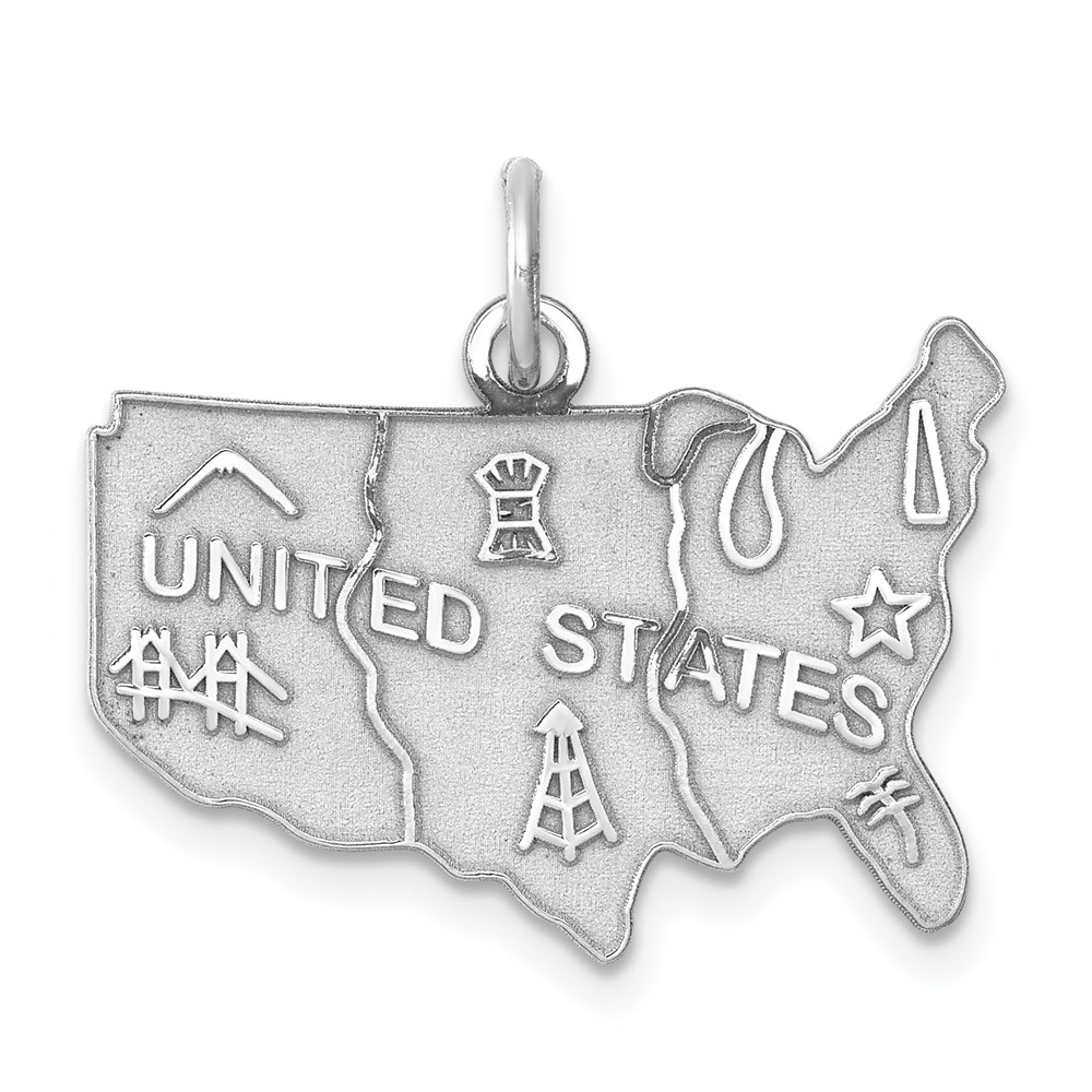 QC3834.jpg Sterling Silver Rhodium-plated United States Polished Charm - Image 1